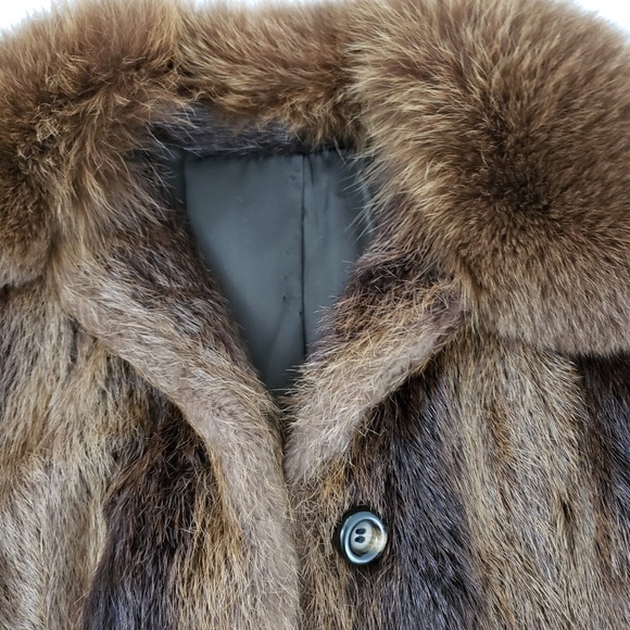 SOLD Vintage beaver fur coat Medium peacoat retro - Picture 2 of 4
